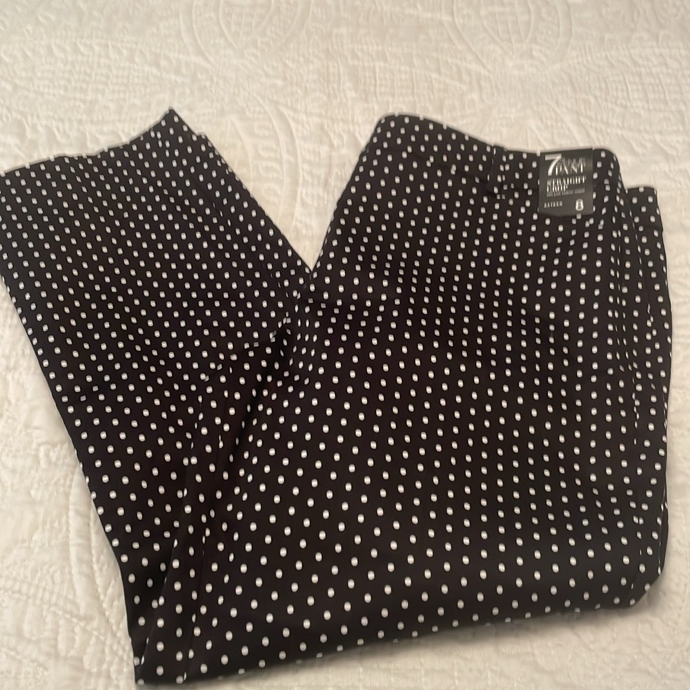 NWT $43 New York & Company Polka Dots Crop Pants 7th Avenue Pants Black & White - Picture 13 of 16